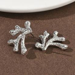 Серьги-гвоздики из коралловой латуни&nbsp;EJEW-G452-09P