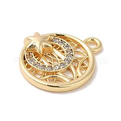 Breloques en laiton avec zircone cubique de micro pave&nbsp;KK-D071-02G