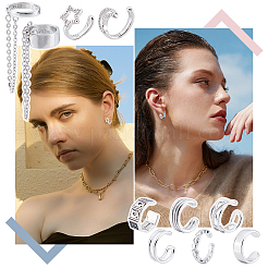 2 пара 2 стилей 925 серьги-каффы из стерлингового серебра&nbsp;EJEW-UN0002-84