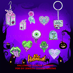 18 stücke 9 arten acryl anhänger halloween terror auge perlen große zunge liebe skelett hand anhänger diy schmuck zubehör&nbsp;JX817A