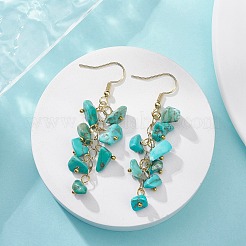 Orecchini pendenti con scaglie di turchese sintetico&nbsp;EJEW-JE05266-02