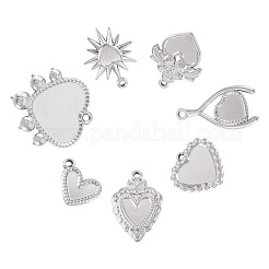 7 Stück 7 Stile 304 Edelstahl Anhänger Cabochon Einstellungen&nbsp;STAS-TA0005-83