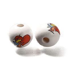 Perles en bois imprimées avec éléments de la Saint-Valentin&nbsp;WOOD-R002-01-10