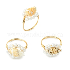 Fingerringe aus natürlicher Muschel&nbsp;RJEW-JR01058