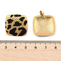 Леопардовый принт латунные эмалевые серьги-гвоздики для женщин&nbsp;EJEW-U055-15B-G