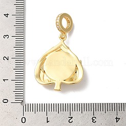 Abalorios colgantes europeos de circonio cúbico transparente con micro pavé de latón chapado en bastidor&nbsp;KK--G504-22G-02