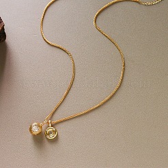 Collana da donna con doppio pendente a sfera rotonda in ottone con pavé di zirconi cubici trasparenti.&nbsp;WG4A742-01
