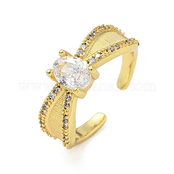 Messing Micro Pave Zirkonia Manschette offene Ringe&nbsp;RJEW-C163-06G