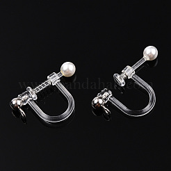 Convertisseur de boucle d'oreille clip en résine avec passants & perle imitation plastique abs&nbsp;STAS-T064-01P