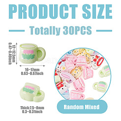 30 Stück undurchsichtige Harz-Decoden-Cabochons&nbsp;RESI-TADJ0001-19