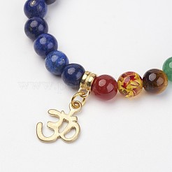 Lapislazzuli bordato braccialetti di stirata&nbsp;BJEW-P065-A-09