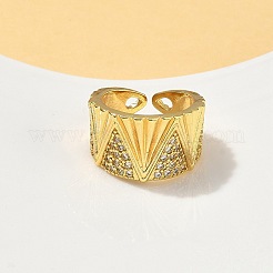 Латунные микропаве кубические цирконии регулируемые открытые манжеты кольца&nbsp;RJEW-V009-02G