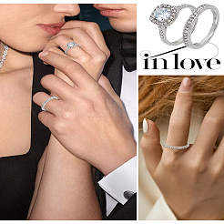 1 комплект колец из цинкового сплава и стекла для женщин&nbsp;RJEW-LP0001-25