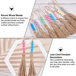 Украшение подвески из круглых деревянных бусин&nbsp;HJEW-OC00015