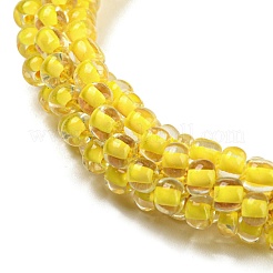 Braccialetto elastico intrecciato con perline di vetro all'uncinetto&nbsp;BJEW-K232-01J