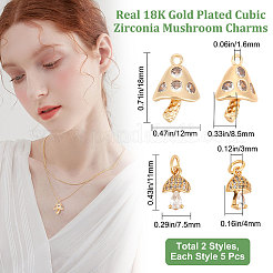 10 шт. 2 стиля подвески из латуни с прозрачным кубическим цирконием&nbsp;KK-BBC0005-43