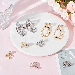 6 пара двухцветных латунных клипс с винтовой фурнитурой&nbsp;KK-BBC0010-24