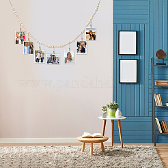 Présentoir photo mural en perles de bois avec clip en bois pour la décoration de la maison&nbsp;DJEW-WH0036-152