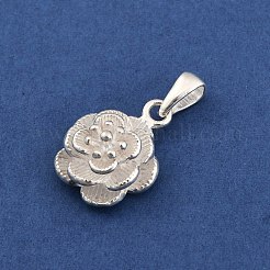 Dijes de flores de plata fina con asas y 999 sello&nbsp;STER-P069-02A-S