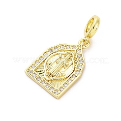 Латунные микро-паве кубические цирконии святые европейские подвески-шармы&nbsp;KK-D325-27G-05