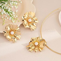 Collane con ciondolo in lega di fiori e set di orecchini a bottone per donna&nbsp;FS-WGB8FA5-01