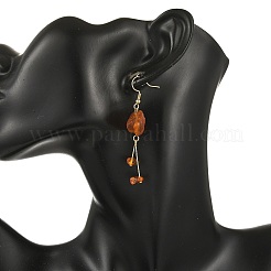 Pendientes colgantes con pepitas de ámbar natural&nbsp;EJEW-JE07523