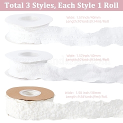 3 rouleau de ruban à volants en polyester de 3 styles pour la décoration de couture&nbsp;OCOR-CY0003-64A