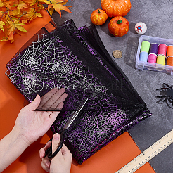 Tissu en gaze de polyester avec araignée et toile d'araignée d'Halloween&nbsp;AJEW-WH0314-677D