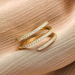 Открытые манжеты из латуни с микропаве и прозрачным цирконием для женщин&nbsp;RJEW-S624-04G