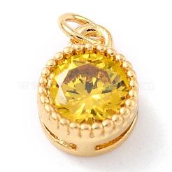 Encantos de circonita cúbica con incrustaciones de latón chapado en oro real de 18k&nbsp;ZIRC-L100-081G-02