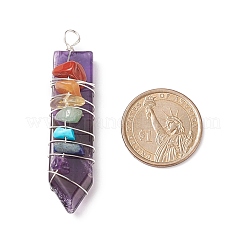Gros pendentifs en pierre naturelle mélangée chakra&nbsp;PALLOY-JF01907