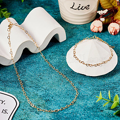 Латунный браслет-цепочка в форме сердца и ожерелье с карабинами из нержавеющей стали 304&nbsp;SJEW-TA0001-03