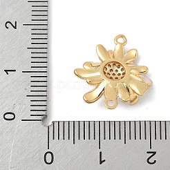 Ciondolo connettore fiore in ottone micro pavé di zirconi cubici trasparenti&nbsp;X-KK-M326-06-G02