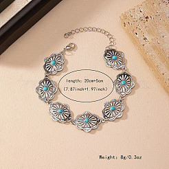 Женские браслеты на ногу из богемского сплава с овальными звеньями из синтетической бирюзы&nbsp;FS-WGE46A8-01