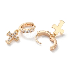Orecchini a cerchio in ottone con zirconi cubici chiari micro pavè&nbsp;EJEW-C121-18G