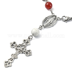 Braccialetto con perline rosario di howlite naturale e pietre miste&nbsp;BJEW-TA00329-01