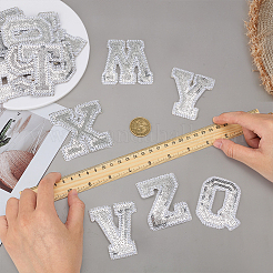 26 Stück Buchstaben a~z Glitzerpulver mit Pailletten zum Aufnähen auf Stoffflicken&nbsp;PATC-MA0001-54B
