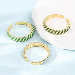 Латунные эмалированные манжеты с открытыми кольцами&nbsp;RJEW-P183-07G-M