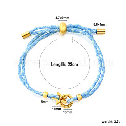Bracelets coulissants ajustables en cordon de coton tressé à maillons en acier inoxydable 304&nbsp;WG7AACD-02