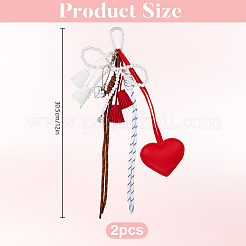 2 шт. подвеска в форме сердца из двухцветного сплава пластика с имитацией жемчуга и искусственной кожи&nbsp;HJEW-DR00265