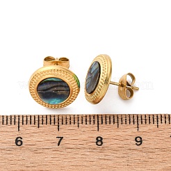 Серьги-гвоздики из натуральной ракушки пауа из нержавеющей стали 304&nbsp;EJEW-Z103-04G-01