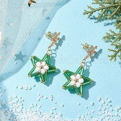Boucles d'oreilles à tige en forme d'étoile en verre&nbsp;EJEW-MZ00256-01