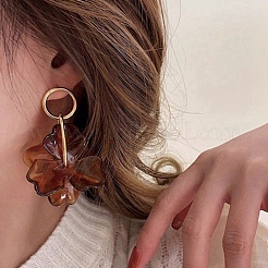 Boucles d'oreilles puces en alliage acrylique pour femmes&nbsp;WGF3E6B-01