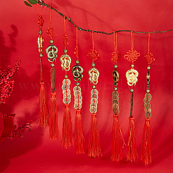 6 шт. 2-цветная подвеска в виде змеи и монеты из сплава&nbsp;HJEW-DC0001-21