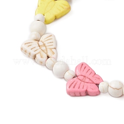 Бабочка синтетические бирюзовые бусины эластичные браслеты для женщин&nbsp;BJEW-JB12119