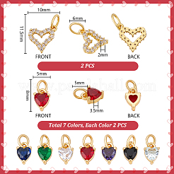 16шт 8 цвета латунные микро проложить кубический цирконий шармы&nbsp;KK-PH0014-12