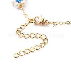 Perle di conchiglia e perline acriliche bracciali a maglie di fiori&nbsp;BJEW-TA00003-03