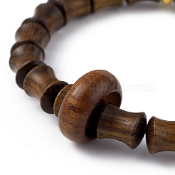 Bracciale elastico con perline a colonna in legno per donna&nbsp;BJEW-H566-11B