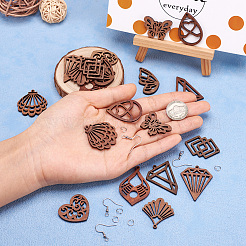 Набор для изготовления висячих сережек из орехового дерева своими руками с лазерной резкой&nbsp;DIY-TA0009-43