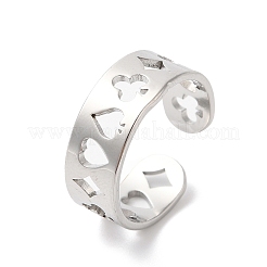 Anello polsino aperto in acciaio inossidabile 304 anti-ossidazione con picche&nbsp;RJEW-K245-47P